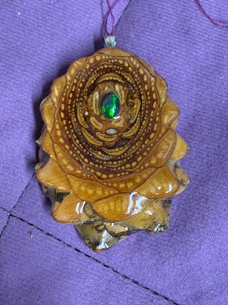 Image of Black Fire Opal Pinecone Charm| PNW Jewelry | #128