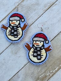 Image 1 of Quill Snowman earrings