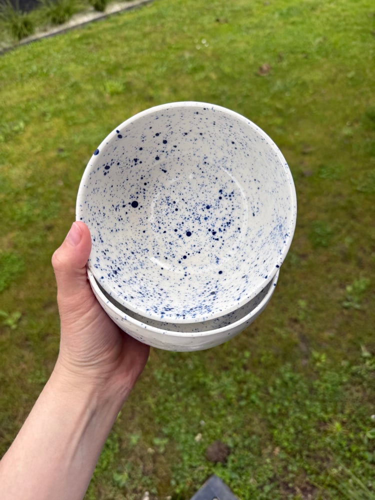 Image of Blue speckled bowl pair