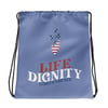 life dignity independence american Drawstring bag copy