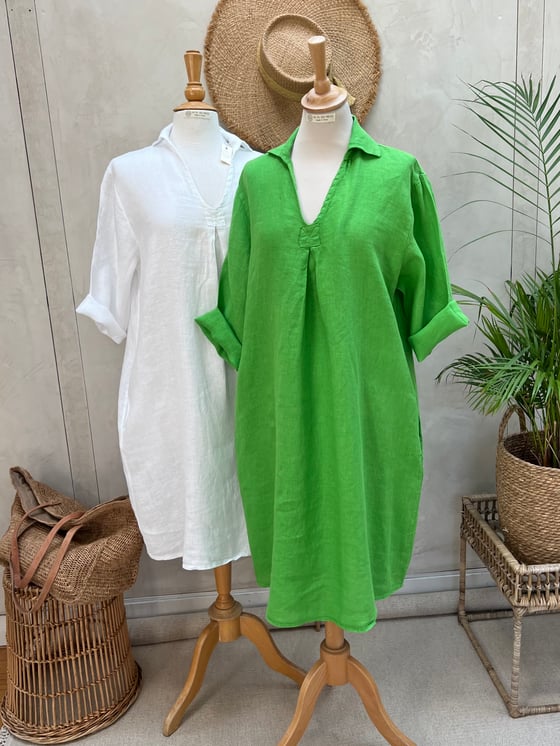 Image of Robe En Lin Daphné Vert pomme