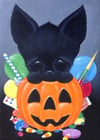 Halloween Candy Black Cat Art Print