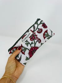 Image 3 of Pochette de transport à lunettes coton matelassé indien bordeaux et kaki