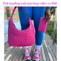 Pink boho handbag with matching wallet set