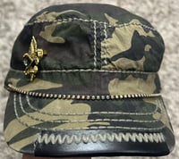 Image 2 of Leather Bill Camo Cadet Hat Fluer De Lis