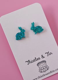 Image 5 of Sitting Glitter Bunny Dangles - 554