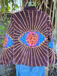 Image 5 of Wanderlust - Velvet evil eye protection jacket - Plum 6-12 uk