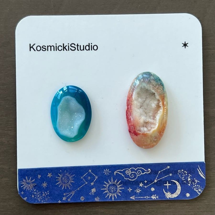 Image of Dyed Agate Druzy Cabochon Set