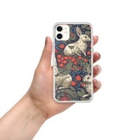 Image 6 of Boho Nature Cottagecore Inspired White Rabbits Among Berries Clear Case for iPhone®