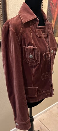 Image 3 of Vintage Brown Faux Suede Jacket Cat Cowboy