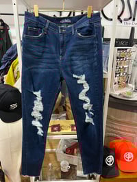 Image 1 of target distressed dark denim jeans 