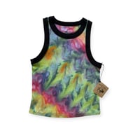 Image 1 of M Ladies Fitted Knit Contrast Tank in Euphoria Watercolor Ice Dye