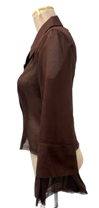 Image 3 of Ralphie Boy sheer chocolate cotton voile zip-front jacket with adjustable back belt”