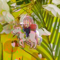 Image 1 of Crowley and the Unicorn Holographic Keychain