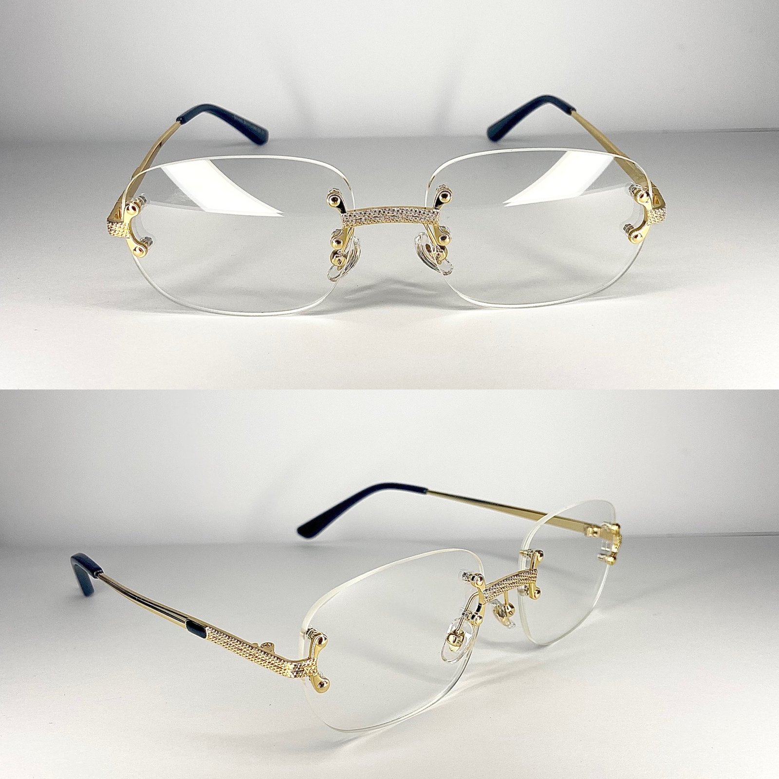 Rimless cheap transparent sunglasses