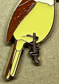 Image 3 of Brown Shrike - December 2021 - UK Birding Pins- Enamel Pin Badge