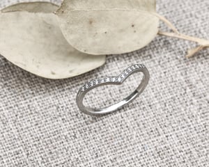 Image of Platinum white diamond semi-eternity wishbone ring