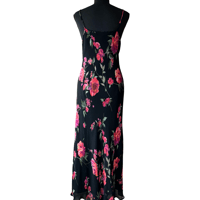 Image 3 of Floral Bias Cut 1930s Style Maxi Dress with Spaghetti Straps - Size 2x 
