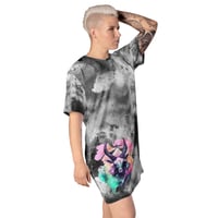 Image 2 of Bright Neon Watercolor Baphomet Goat Head T-shirt dress