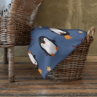 Image 3 of Throw Blanket (Christmas Penguin on dark blue)