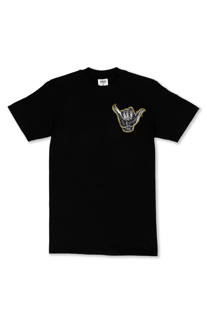Image of Calligrafitti  Shaka Tee outlined Yellow