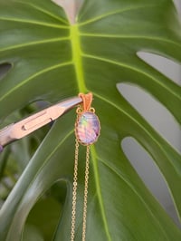 Image 4 of Gold Abalone Oval  Crystal Necklace