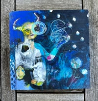 Image 4 of "That Demon Is Me” 8” x 8” Oil Acrylic Graphite on Wood 