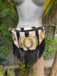 Image 1 of Dolly Bum bag suede fringe tassels ZEBRA and Moroccan Stone