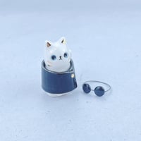 Image 4 of White Cat With Gojo Outfit Ceramic Figurine 