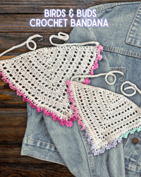 Image 1 of Birds + Buds Crochet Bandana