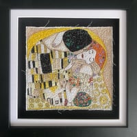 Image 1 of The Kiss - Stitched Artwork - Gustav Klimt