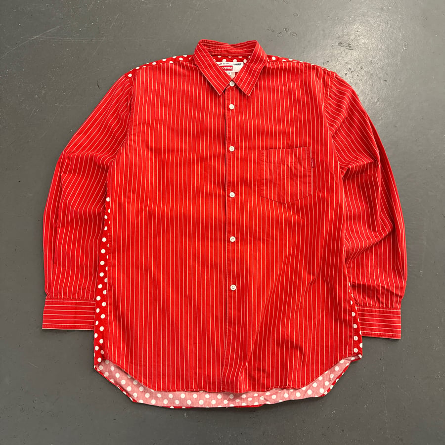 Image of SS14 Supreme X Comme des Garcons Pinstripe/Polkadot Button Down shirt, Size Medium