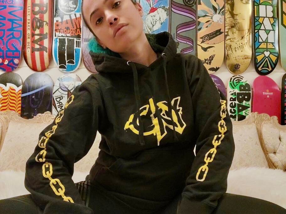 Black best sale yellow hoodie