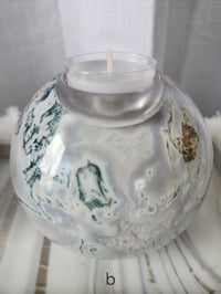 Image 3 of Handmade Resin Tea Light Sphere with Moss Agate Crystal | 4 inch - 2 Styles 