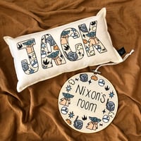 Image 1 of Galaxy quest personalised cushion and room sign