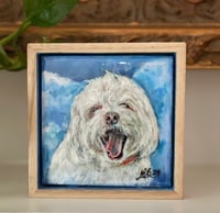 Image 1 of  Small Hand Painted Tile in Wood Frame 