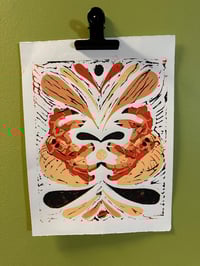 crab lino print - hermit crab