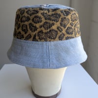 Image 2 of Reworked NY Reversible Bucket Hat 80s Leopard top L 23"