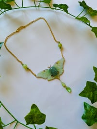 Image 3 of 💚Aventurine Luna Moth💚 Necklace 