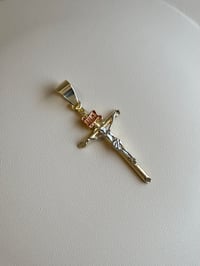 Image 1 of Men's Gold Plated Two Tone Small Cross (Pendant Only)