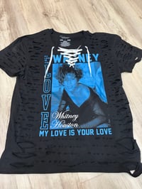 Large Whitney blue/white top lace destroyed