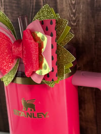 Image 2 of Sweet Summer Watermelon Tumbler Straw Bow