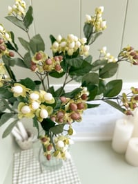 Image 2 of White Berry & Foliage Stems ( 3 Included )