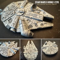 Image 2 of Star Wars X-Wing Millenium Falcon YT-1300 Freighter HAND PAINTED 14k 3D