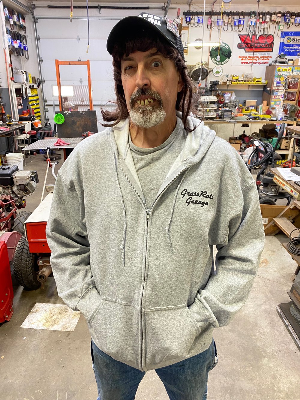 NEW Gray Zip-Up Grass Rats Garage Hoodies!! (Med-5XL)