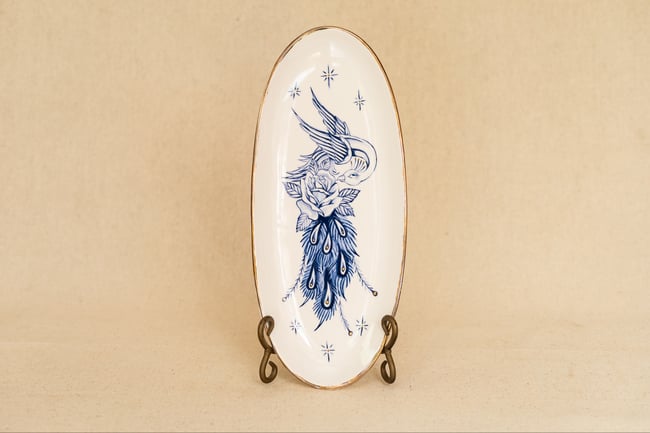 Peacock Platter 18k Gold Luster