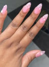 Light Pink Pearl & Diamonds Almond Shaped Nails