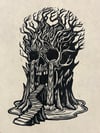 Tree Temple Block Print