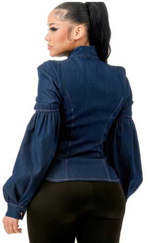 Image of Monica Love NeckTied Denim Blouse Shirts 