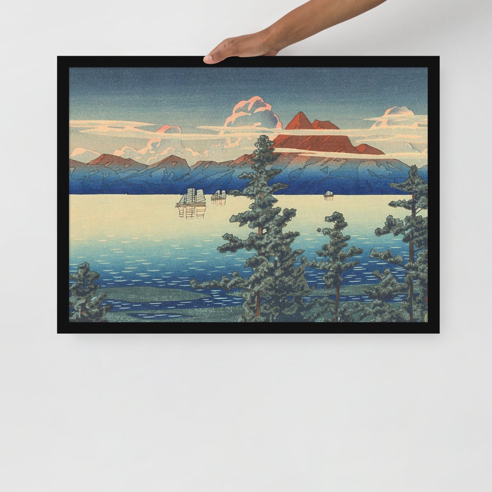 Hasui-Kawase - Mt-Unzen - Framed matte paper poster